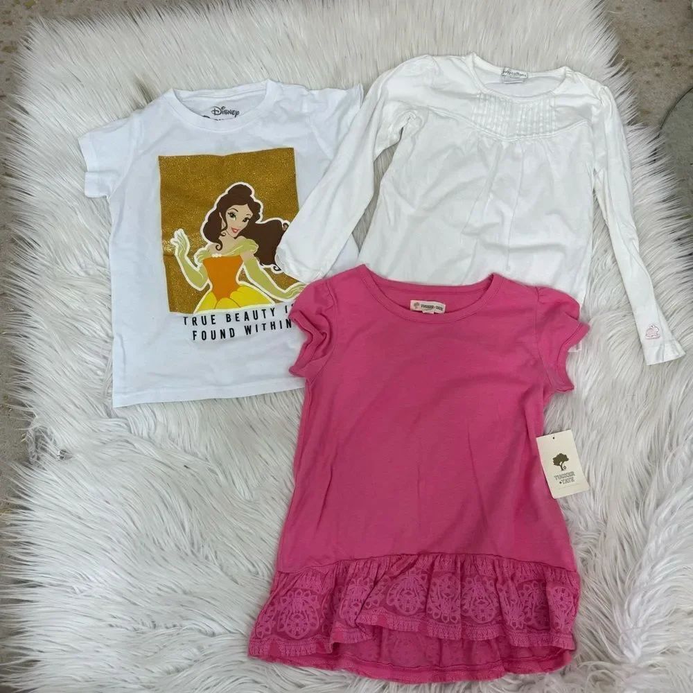NEW Disney Princess  Long Sleeve Tee Belle Shirt and Dress Lots Of 3 Size 6